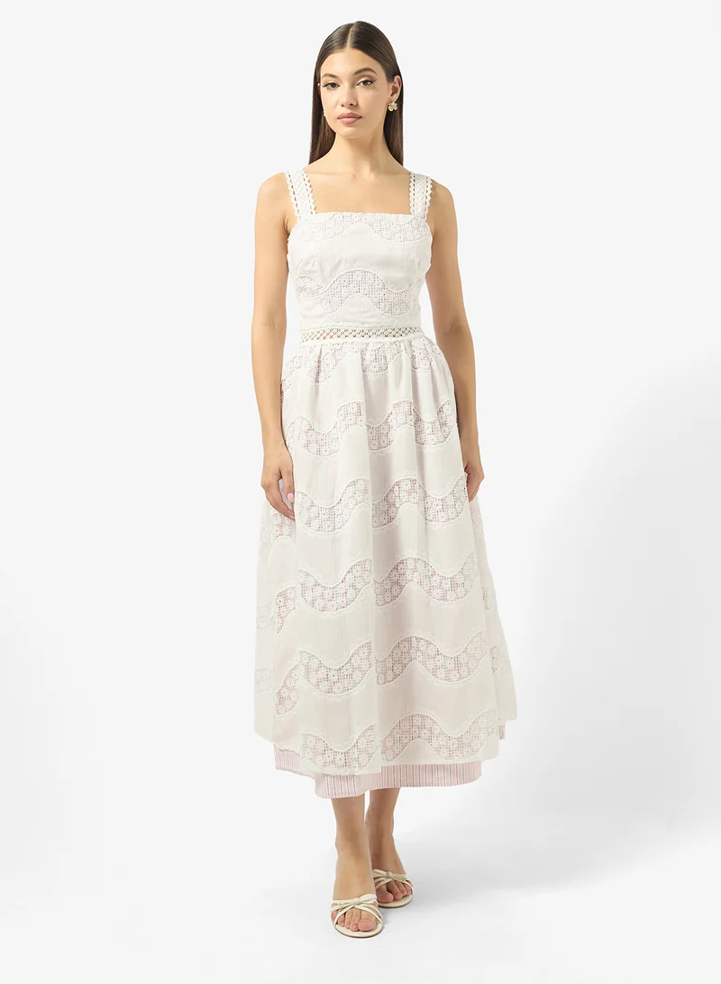 جاست مي فستان ميدي بدون أكمام بتفاصيل دانتيل